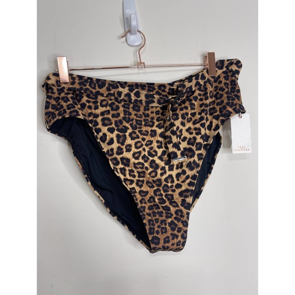 Good American Show Off Bikini Bottom in Leopard Size 6/3XL Animal Print Belted - Picture 4 of 5